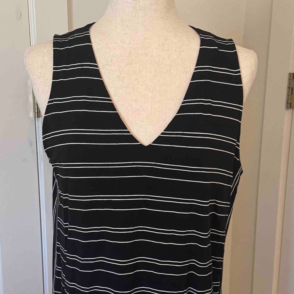 J Jill Sleeveless Stripe V-neck Maxi Dress Sz Large Petite - Picture 3 of 7
